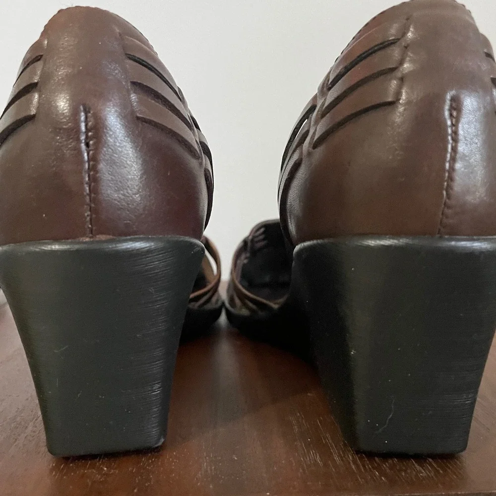 Dockers Dkanak Brown Leather Huarache Wedge Sandal Size‎ 8